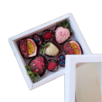 Boîtes en papier de boulangerie pour noël, sans échantillon, boîte à chocolat blanche pliante, de fraise, cadeau, avec fenêtre transparente