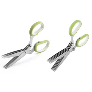 Ciseaux à herbes en gros pour la cuisine avec 5 lames et un couvercle pour couper la laitue, la coriandre et les oignons verts en fines feuilles - Product Image 1