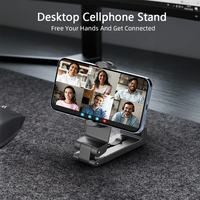 Support de téléphone pliable en métal avec clip, réglable à 360°, support de table portable et flexible pour téléphone portable