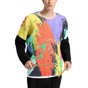 Mens Sweatshirts Pullover Pleats Clothes for Men Crew Neck Sweatshirt Urban Hip Hop Men's Clothing