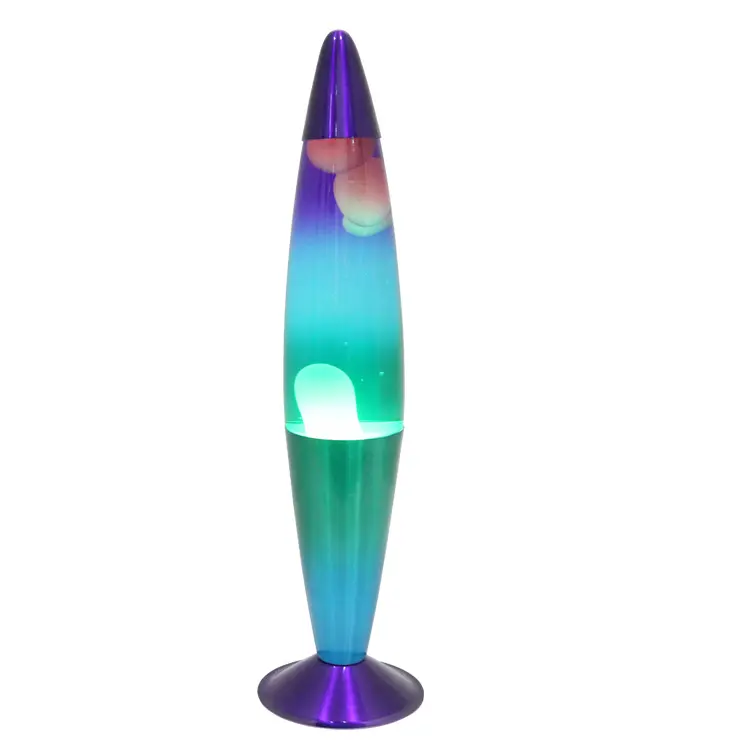 Lámpara de noche led de 13 "para mesa de movimiento, Luz Navideña, base clásica de aluminio arcoíris, rosa, verde, naranja, cera blanca líquida, cera de lava