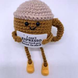 Poupée Positive Cup, jouet motivant, amigurumi fait main, décoration de bureau mignonne, <span class=keywords><strong>cadeau</strong></span> pour adultes, poupée en crochet positive - Product Image 4
