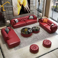 Ensemble de canapés sectionnels modernes en cuir véritable de luxe avec fauteuil inclinable et rembourrage en éponge pour salon, appartement ou villa