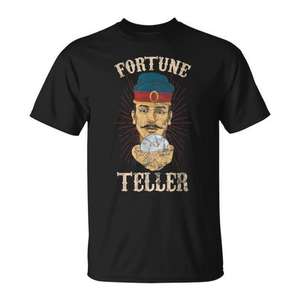 Camiseta Fortune Teller con diseño vintage de gipsy psíquico, camisa negra para hombre - Product Image 1
