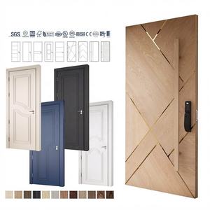 European American Modern Solid Wood Anti-Theft Main Entrance Front <b>Door</b> <b>for</b> Villa House Oak Walnut Finish Pivot Exterior <b>Door</b> - Product Image 1