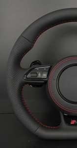 Palancas de Cambio Cosidas en Fibra de Carbono Perforada Negra Personalizadas para Volante de Cuero para <span class=keywords><strong>Audi</strong></span> - Product Image 5