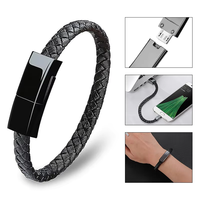 Câble de charge rapide PD noir personnalisé, transfert de données, 20/22 cm, chargeur de téléphone, design unique, bracelet multi-câbles, tressage en nylon