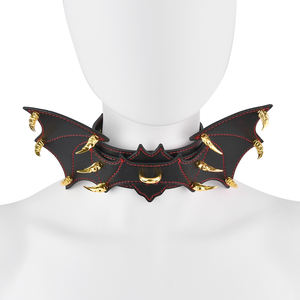 Collier BDSM en cuir végétalien en forme de corne de diable avec laisse en chaîne en alliage d'aluminium collier de Bondage Premium pour Couple <span class=keywords><strong>esclave</strong></span> flirtant - Product Image 3