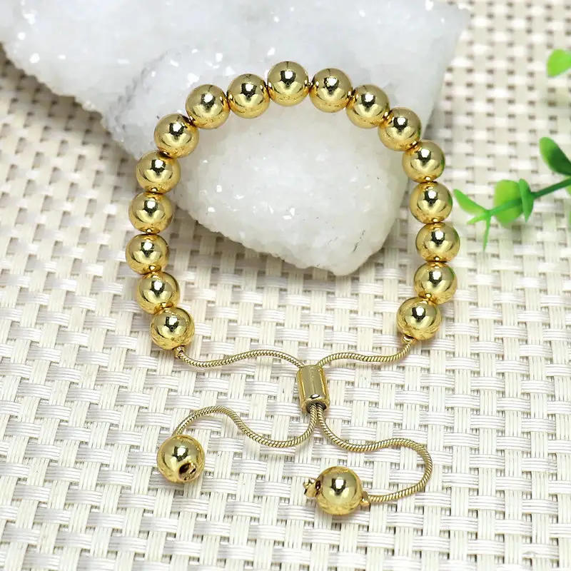 bulk sale ball beads bracelets gold silver pearl adjustable bracelet for women