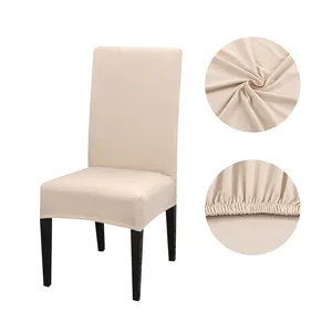 Fundas de LICRA lavables y desmontables para silla, cubiertas elásticas de Color sólido, blanco cremoso