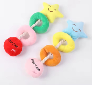 Lovely <span class=keywords><strong>Pet</strong></span> Interactive Chew Toys Corde en coton grinçant avec des étoiles en peluche Noeud Résistant aux morsures Chien Vocalisation Jouet Fournitures pour animaux de compagnie - Product Image 2