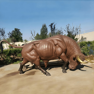Бронзовая скульптура быка, статуя быка с поднятым рогом, скульптура борющегося быка, статуя быка с Уолл-стрит - Product Image 3