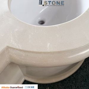 Lavabo de comptoir en marbre naturel de forme ovale <span class=keywords><strong>Aquarius</strong></span>, style ferme moderne, avec cuvette en onyx doré - Product Image 4