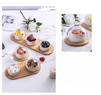 Bol à mélanger en céramique, assiette à salade avec couvercle en verre, plateau en bois créatif, ensemble de vaisselle en céramique, assiette de restaurant d'hôtel