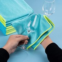 Mikrofaser-Glasreinigungstuch 40x40 cm Blau Fusselfreies Glasreinigungstuch mit Vollfarbdruck Mikrofaser-Reinigungstuch
