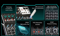 Console de mixage audio 6 canaux BHA MR6 avec processeur d'effets numériques DSP 99, 2 sorties AUX, pour scène, karaoké, direct, OEM