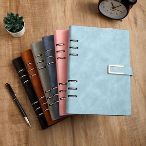 <b>A5</b> Binder 6 Ring Leather Bound Journal Custom Printing Office <b>Notebook</b> Binder <b>Notebook</b> for Student Cahiers 200 Pages Gift Set - Product Image 2