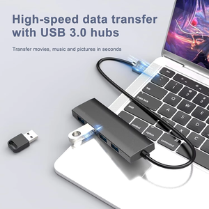 Station d'accueil USB a Hub de données portable en aluminium 3.0 à 4 ports USB avec câble pour MacBook, <span class=keywords><strong>Mac</strong></span> Pro/<span class=keywords><strong>mini</strong></span> - Product Image 5