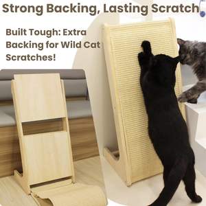 Handgemaakte massief houten L-vormige krabplank voor katten met sisal krabpalen en verwisselbare sisalmat voor binnenkatten - Product Image 5