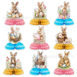 Easter Bunny Egg Honeycomb Tabletop Ornament Paper Decoration Indoor Party Decor Wholesale - Product Image 5