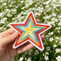 En gros, écussons brodés étoiles colorés personnalisés, badges brodés thermocollants haute densité, appliques pour casquettes, chapeaux, vêtements et chaussures