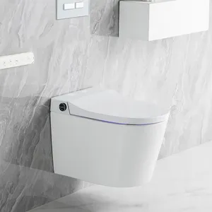 Banheiro inteligente da parede do empurrador da cor branca com bidé