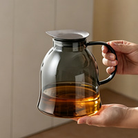 Jarra de Água Inovadora em Vidro Borossilicato com Tampa de Titânio Puro, Resistente ao Calor para Bebidas Quentes/Frias, Uso em Chá e Festas, 1-1.5L