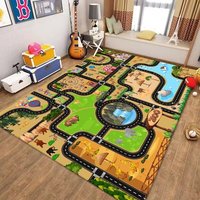 Karpet Lantai Permainan Peta Lalu Lintas Anak GHT, Dapat Dicuci, Permainan Jalan Raya, Edukasi Dini, Ramah Lingkungan, Poliester