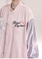 Manteau pour filles personnalisé col rond à manches longues veste épissée pour filles Style Preppy broderie de couleurs contrastées veste de baseball de grande taille