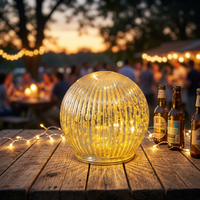 Globo de Vidrio de Mercurio Navideño D12CM/15CM con Luz LED, Lámpara Decorativa de Mesa, Decoración Navideña para el Hogar