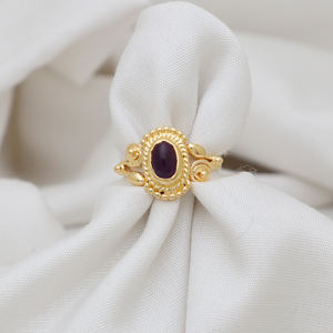 Elegante anillo de piedras preciosas de amatista para mujer, joyería chapada en oro para fiesta de boda, uso diario para regalar - Product Image 3