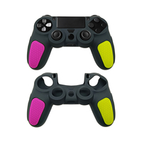 Housse de protection en silicone texturé antidérapant tricolore pour manette PS 4, poignée ergonomique, protection complète, lavable