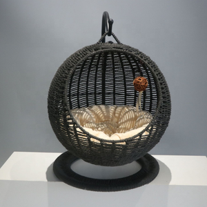 เฟอร์นิเจอร์สัตว์เลี้ยง INS สไตล์สุขภาพดีและเป็นมิตรกับสิ่งแวดล้อม เตียงนอนแมวแบบแขวน ป้องกันฝุ่น ทำจากหวายเทียม เก้าอี้สวิงแมว - Product Image 2