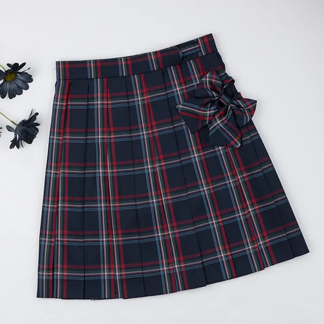 Best Selling High Waisted Wide Women'S Polyester Fiber Plaid Pleated Long Skirts