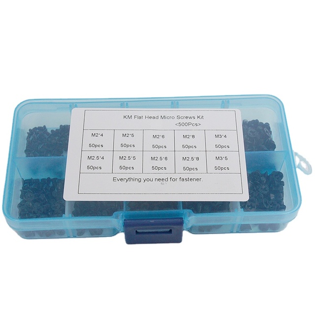 500Pcs Flat Head M2 M2.5 M3 Micro Screws Kits for Laptop Computer Assemble Mini Digital Mechanical Electric Screw Set