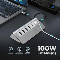 Hub USB-C haute vitesse 9-en-1 avec USB-C 3.0 + HDTV + PD 100W + 2 ports USB 3.0 + 2 ports USB 2.0 + lecteur de carte SD/TF, hub USB Type-C pour ordinateur portable