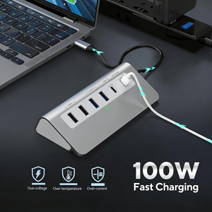 Hub USB-C 9 en 1 de Alta Velocidad con Usbc3.0 +Hdtv+PD100W+5Gbps 2*USB 3.0+ 2*USB 2.0+Lector de Tarjetas SD/TF, Hub USB Tipo C para Portátil - Product Image 3