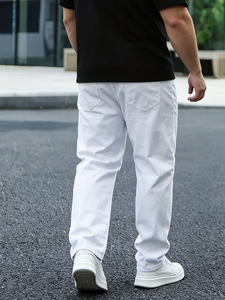<span class=keywords><strong>Jeans</strong></span> da Uomo di Alta Qualità, Comodi, con Chiusura a Bottoni, Vestibilità Dritta, Pantaloni Bianchi dal Design Classico, <span class=keywords><strong>Jeans</strong></span> alla Moda per Uomo - Product Image 4
