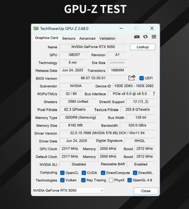 พัดลมระบายความร้อน OEM อินเทอร์เฟซ PCI หน่วยความจำ 8GB GDDR6 สำหรับประกอบคอมพิวเตอร์เดสก์ท็อป เกมมิ่งอีสปอร์ต การ์ดจอ GeForce RTX 5050 ประสิทธิภาพสูง - Product Image 6