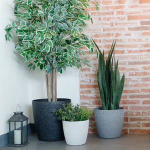 Macetas Decorativas Grandes para Jardín con Efecto Piedra de Plástico Reciclado Kailai pp, Macetas Autorregantes - Product Image 2