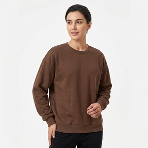 Sudadera con Capucha de Gran Tamaño para Mujer, Tejida, Estampada, 100% Algodón, de Calidad OEM al por Mayor, Cuello Redondo, Otoño/Invierno - Product Image 1