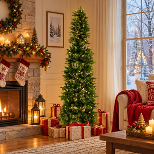 High Quality Eco-Friendly Artificial Pencil Christmas Tree 250 Incandescent Lights 571 Branch Tips Foldable Base for Indoor - Product Image 5