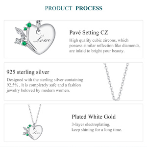 925 Sterling bạc lấp lánh trái tim cây của cuộc sống tình yêu mặt dây chuyền vòng cổ 40 + 5 cm (15.75 + 2 inch) chuỗi điều chỉnh - Product Image 3