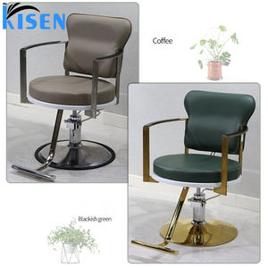 Kisen – chaise de barbier de salon de beauté moderne, nouveau, vert, gris, noir, style, chaise de coiffure avec grande pompe, à vendre - Product Image 5