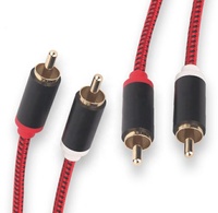 كابل صوت ستيريو 2 في 1 من RCA للذكور إلى من من من مادة PVC مطلي بالذهب تسخير أسلاك العزل