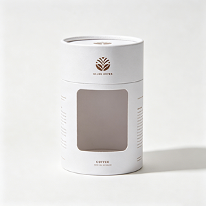 Custom Cylinder Paper Box With Clear Window Kraft Tube For Coffee Bean Custom Logo Packaging Retail Cafe Gift Display - Product Image 1