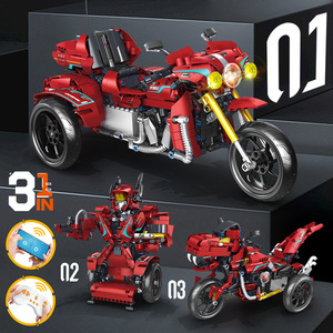 Bloques de Construcción, Motocicleta Mecánica Deslizante, Kit de Ensamblaje de Plástico ABS, Transformación de Tres Modos, <span class=keywords><strong>Juguete</strong></span> para Niños - Product Image 1