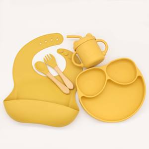 Juego de vajilla de silicona para bebés sin Bisfenol, plato completo de cena de entrenamiento para comer para niños, comedor para niños - Product Image 3