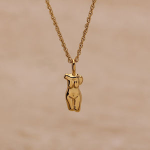 Collier pendentif en acier inoxydable doré plaqué or 18 carats imperméable, motif <span class=keywords><strong>abstrait</strong></span> <span class=keywords><strong>de</strong></span> <span class=keywords><strong>visage</strong></span> et corps <span class=keywords><strong>de</strong></span> <span class=keywords><strong>femme</strong></span>, sans ternissement - Product Image 3