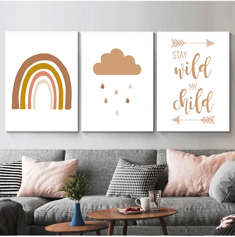 Abstract Rainbow Nursery Quotes Children Canvas Art Print Minimalist Wall Picture Painting Nordic Kid Baby Room Decor